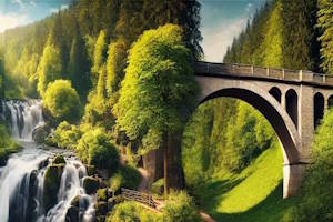 Pont pittoresque surplombant la Cascade Geroldsauer en Forêt Noire