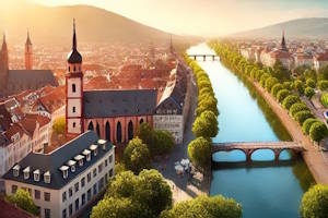 Vue pittoresque de Heidelberg avec son château surplombant le Neckar.