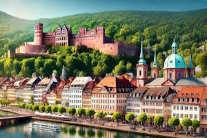 Château de Heidelberg entouré de verdure.