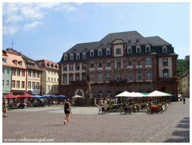 L'édifice de l'Hôtel de Ville de Heidelberg, la place du Marché