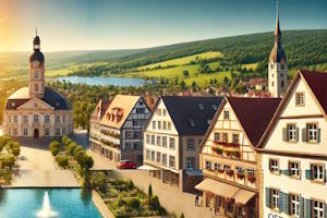 Vue de la ville historique d'Offenbourg avec ses ruelles et monuments
