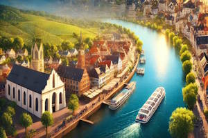 Bateau naviguant sur le Rhin près de Bingen