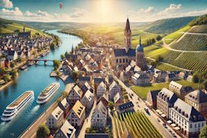 Paysage pittoresque de la Vallée du Rhin vu depuis un bateau