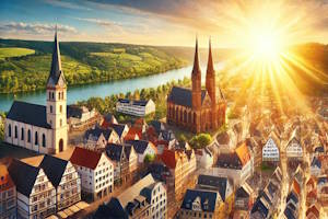 Vue panoramique de Bingen et du Rhin