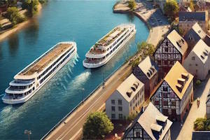 Croisière fluviale sur le Rhin, vue panoramique sur les paysages
