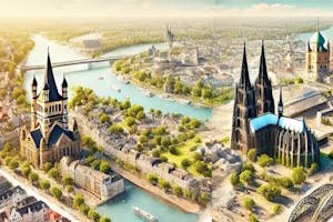 Vue panoramique de Cologne avec la cathédrale et le Rhin