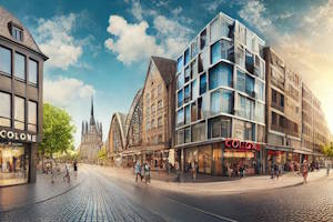 Quartier commerçant animé de Cologne