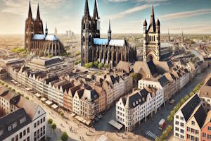 Scène de rue à Cologne, mélange d’histoire et de modernité