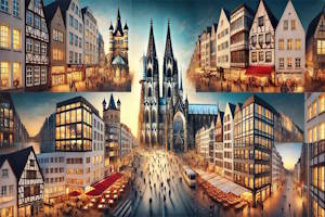 Vue panoramique de Cologne avec la cathédrale et le Rhin