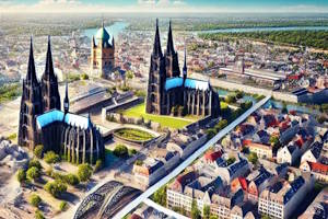 Vue panoramique de Cologne, entre tradition et modernité.