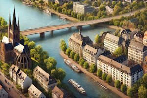 Vue de la cathédrale gothique Kölner Dom et des rues commerçantes animées de Cologne