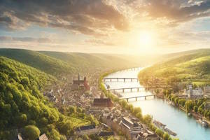 Village médiéval de Rhens avec le Trône Royal et vue sur le Rhin