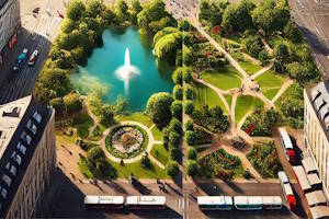 Vue du Luisenpark à Mannheim, oasis de verdure