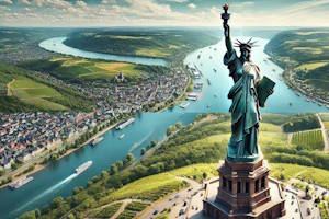 Vue panoramique sur Rüdesheim et le monument Niederwald Germania