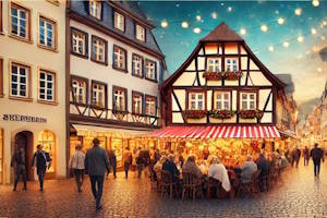 Vieille ville de Rüdesheim et maisons à colombages