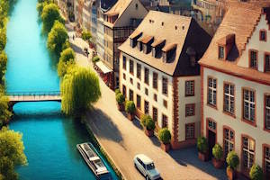 Vieille ville de Spire avec ses charmantes ruelles pavées.