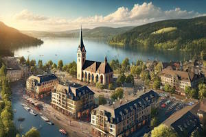 Vue panoramique sur Hinterzarten et le lac Titisee