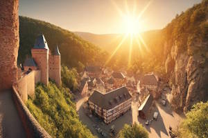 Ruines majestueuses du Château Fleckenstein sous un ciel clair