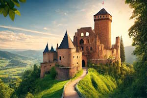 Vue panoramique sur le château de Fleckenstein en Alsace