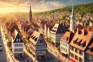 Vue pittoresque de la ville de Haguenau, Alsace
