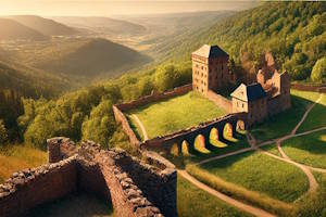 Les tours du Château du Haut-Barr dominant l’Alsace