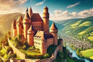 Remparts imposants du château de Lichtenberg offrant une vue panoramique.