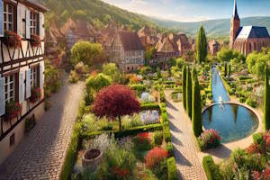 Vue de La Petite-Pierre, village authentique d'Alsace.
