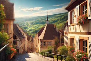 Ruelles pavées et maisons à colombages de La Petite-Pierre.