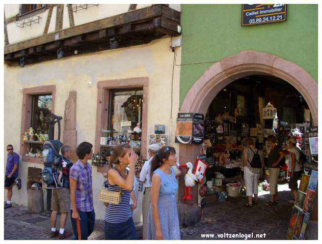 Architecture médiévale et ruelles pavées de Riquewihr, Alsace