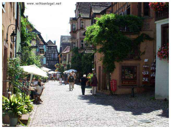 Architecture médiévale et ruelles pavées de Riquewihr, Alsace
