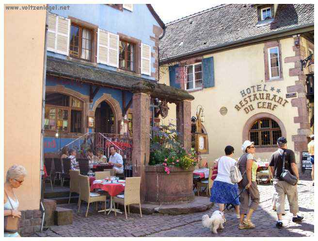 Architecture médiévale et ruelles pavées de Riquewihr, Alsace