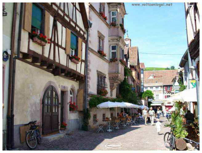 Architecture médiévale et ruelles pavées de Riquewihr, Alsace