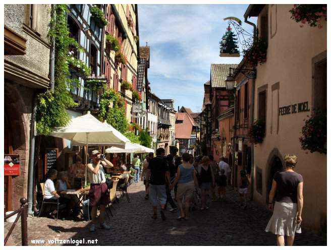 Architecture médiévale et ruelles pavées de Riquewihr, Alsace