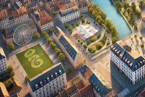 Panorama aérien de Strasbourg et ses quartiers historiques