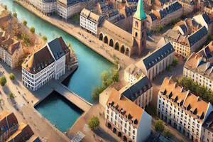 Vue aérienne du centre historique de Strasbourg