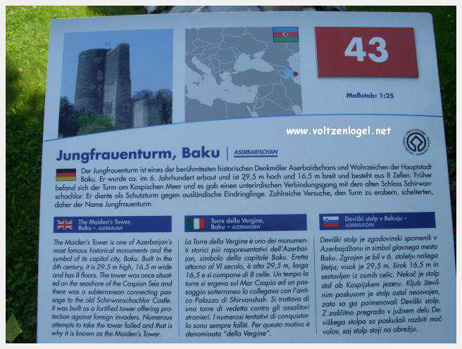 Klagenfurt Minimundus Europa-Park. La tour de la Vierge à Azerbaïdjan en Asie