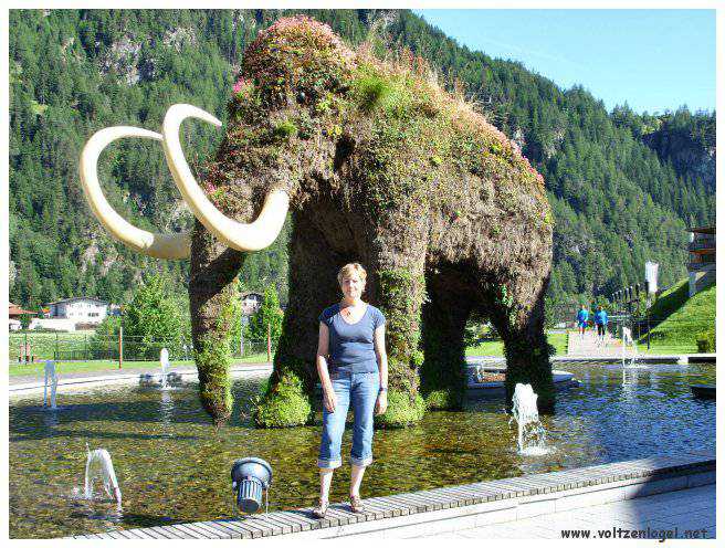 Vue panoramique sur les montagnes alpines et les bains thermaux de Längenfeld, Autriche.