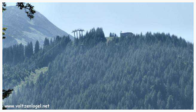 Vue panoramique sur les vallées verdoyantes du Karwendel depuis la ferme auberge Gramai-Alm à Pertisau.