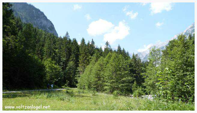Vue panoramique sur les vallées verdoyantes du Karwendel depuis la ferme auberge Gramai-Alm à Pertisau.