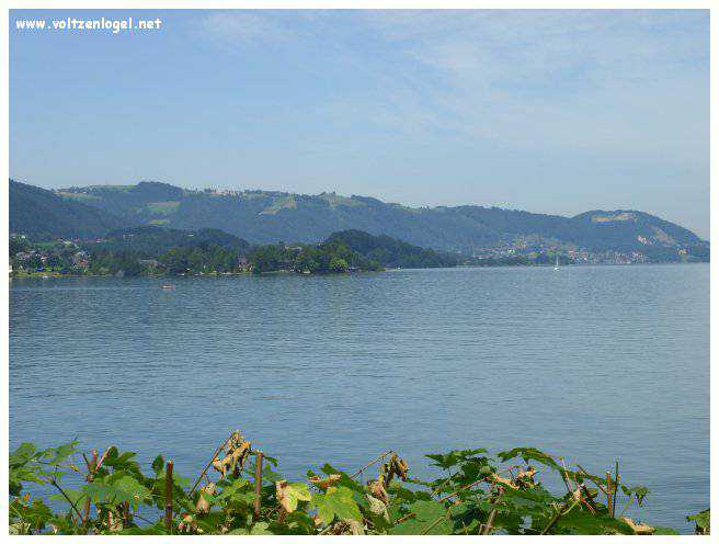 Vue panoramique du lac Traunsee et des Alpes de Salzbourg, symboles de la beauté naturelle autrichienne.