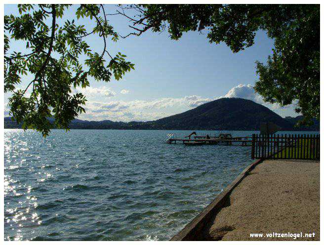 Vue panoramique sur le lac Attersee à Weyregg am Attersee, Salzkammergut, Autriche.