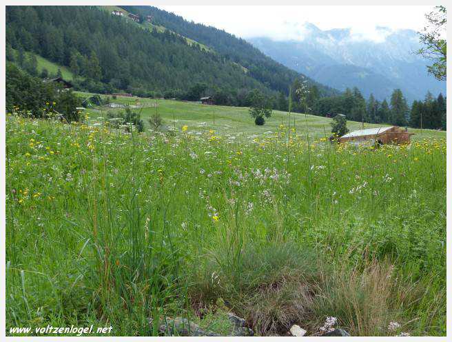 Vue panoramique sur le lac Kampler dans la vallée alpine du Stubai, Tyrol, Autriche