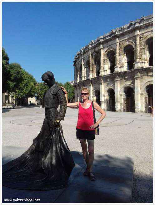 Vue aérienne des Arènes de Nîmes, emblèmes de son héritage romain.