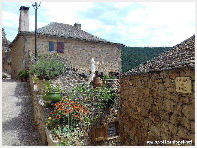 Maisons troglodytiques perchées au-dessus du Tarn, à Peyre.