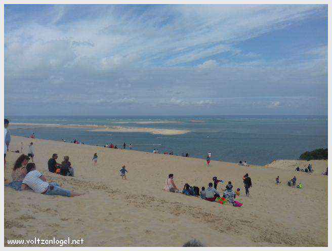 Vue panoramique de la Dune du Pilat avec le Bassin d'Arcachon en arrière-plan