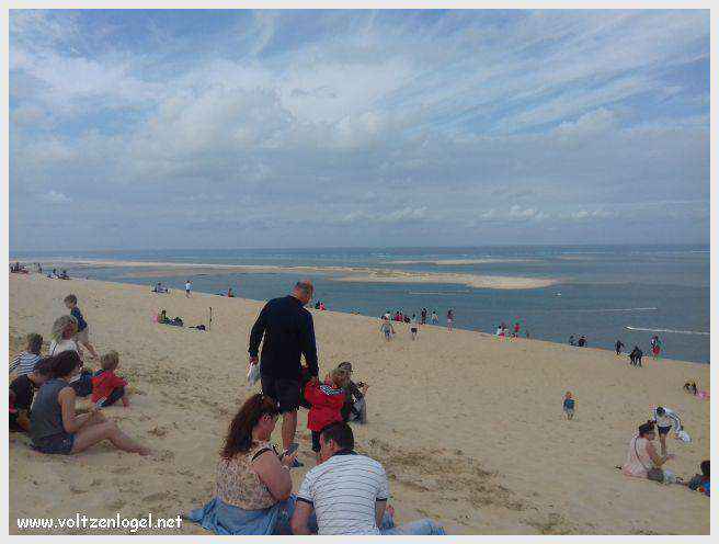 Vue panoramique de la Dune du Pilat avec le Bassin d'Arcachon en arrière-plan