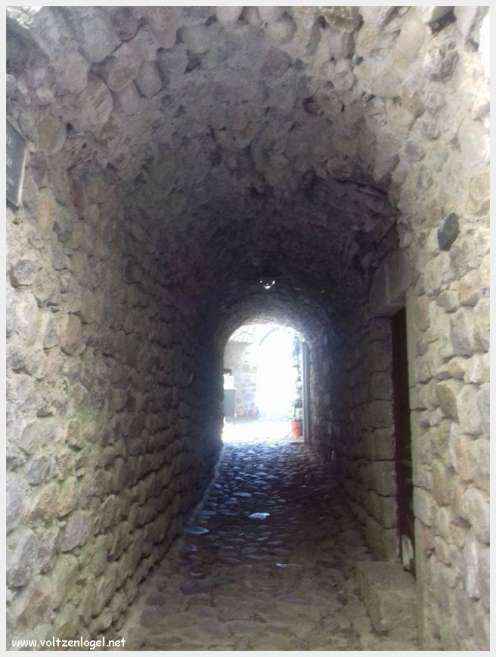 Paysage pittoresque de Labeaume avec falaises calcaires et rivière Beaume