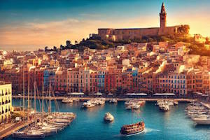 Le vieux port de Marseille au coucher du soleil