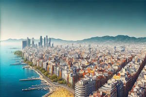Paysage ensoleillé d'Espagne avec vue sur la mer