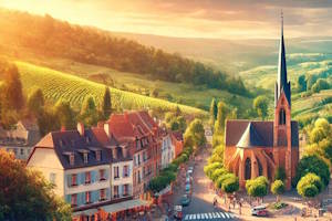 Vue d'une auberge traditionnelle en Alsace
